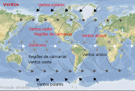 Ventos De Oeste No Mapa Mundial Cartaz Pedagógico